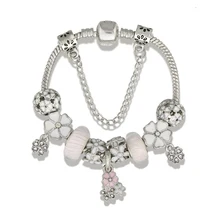 Модные ювелирные изделия браслеты, DIY браслет из сплава с бусинами, цветок кулон браслет подарок на день Святого Валентина