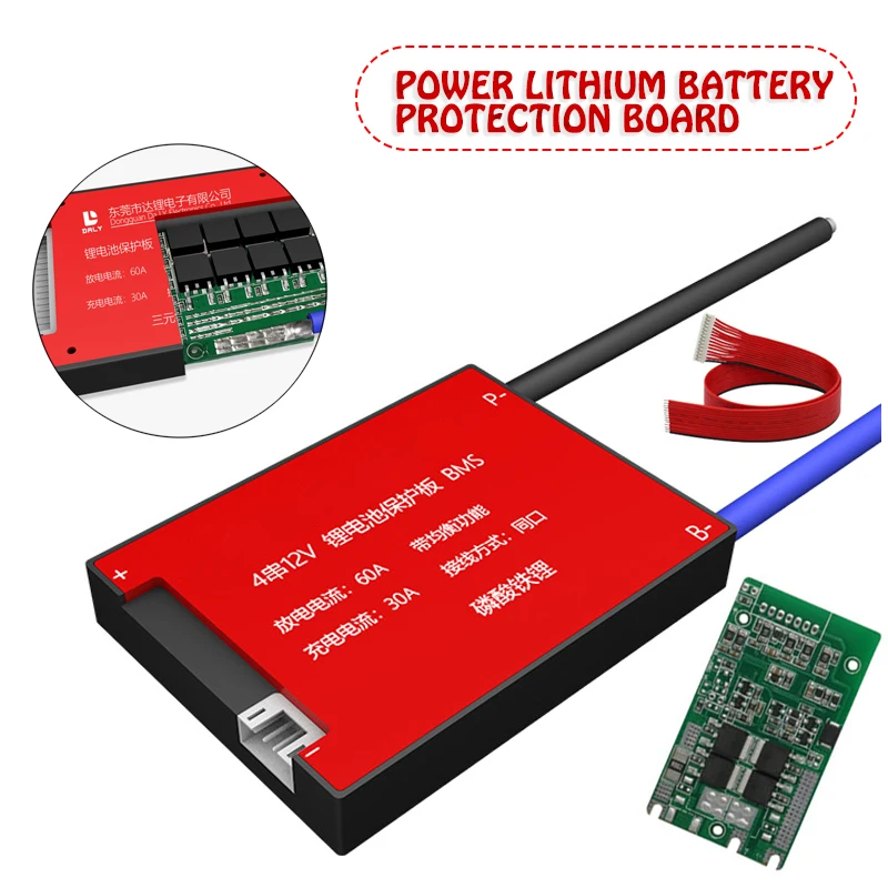 4S BMS 3.2V LiFePO4 10A-60A 12V 32650 Balance Board PCB Battery Protection 