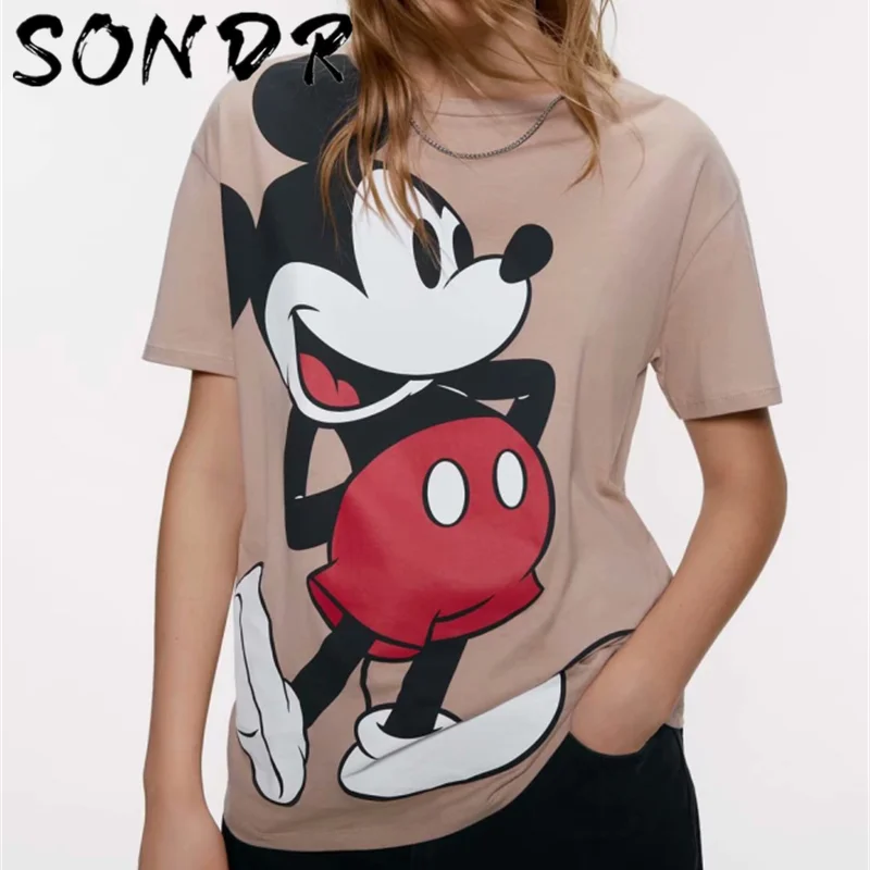 Summer Fashion T-shirt Women harajuku streetwear cartoon print Lion King O-neck loose angel tshirt Female Tops plus size