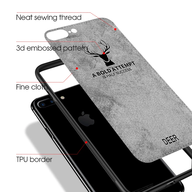Чехол с узором для iPhone 6, 6 S, 7, 8 Plus, X, XR, XS, 11 pro, MAX, тканевый текстурный чехол для телефона с магнитным тиснением, с оленем, премиум, деловой чехол
