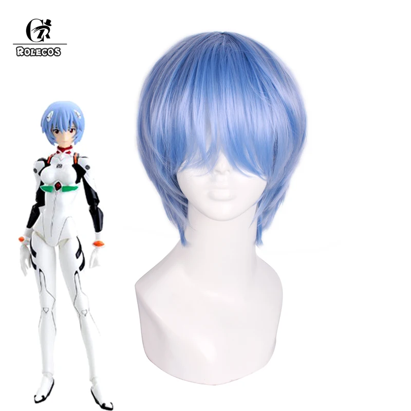 

ROLECOS EVA Ayanami Rei Cosplay Wig Cosplay Ainme EVA Ayanami Rei Wig Short Hair Bule 30CM Women Headwear Halloween