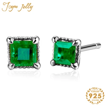 

JoyceJelly Silver Earrings for Women Gold Color Emerald Square Gemstone for Women Engagement Banquet Trendy Jewelry Wholesale