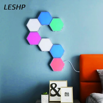 

Touch Sensitive Light - Colorful LED Hexagon Wall Lamp For Bedroom Living Room Loft DIY Decor Night Light,WITHOUT Charger !