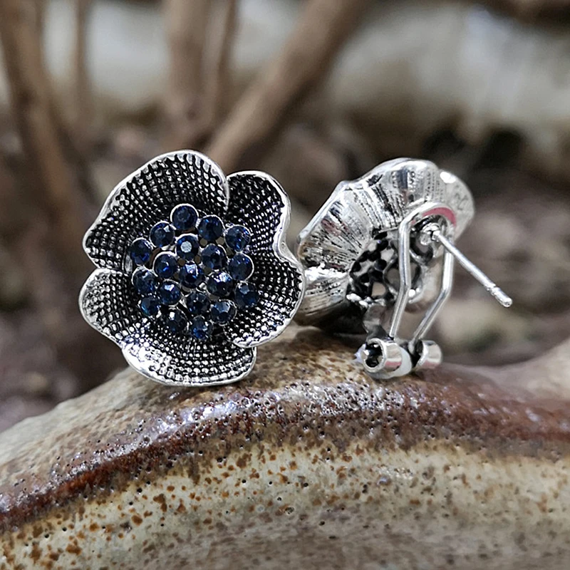 Элегантные серьги-гвоздики в виде цветка розы с металлическими кристаллами для женщин, винтажные сережки Brincos, романтические модные очаровательные ювелирные изделия O4D343