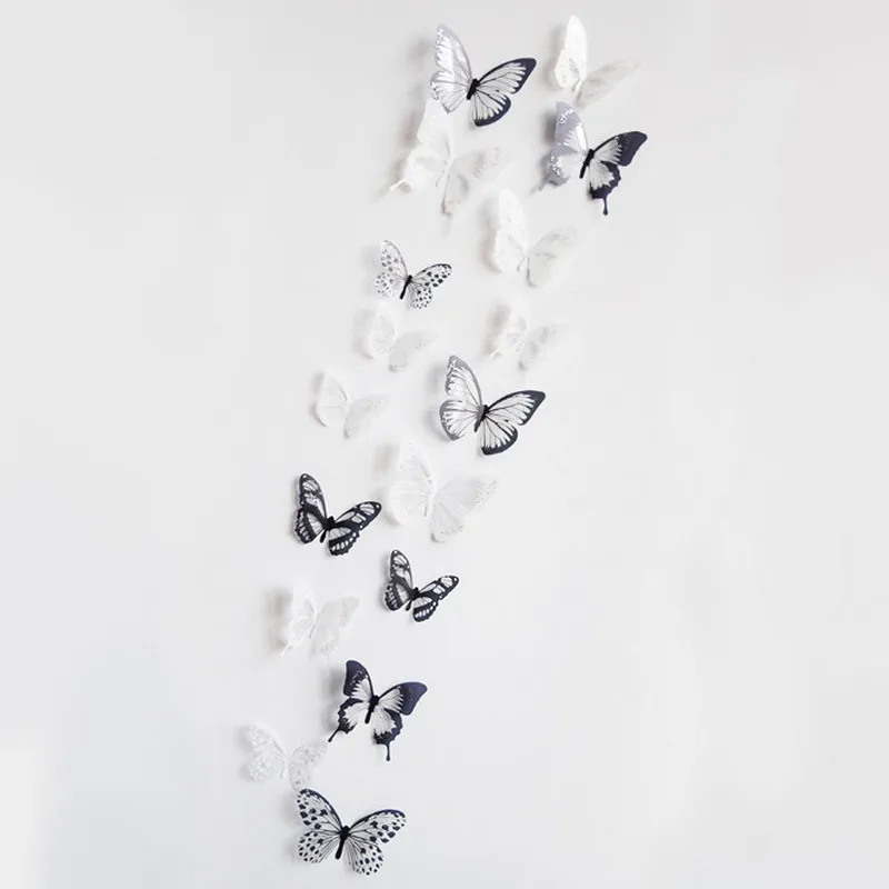 

12PCS /18pcs Butterfly Silver Mirror wall sticker Decoration Home Room Art 3D DIY wall decor Stickers decoracion hogar moderno