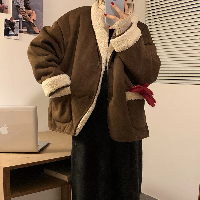 

New Winter Coat Womens Oversize Fashion Cashmere Wool Coats Outerwear Female Short Thickening Warm Woolen Overcoat Women Trench