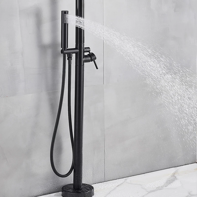 Outdoor Rainfall Shower Faucet Floor Standing Bathroom Bath Tub Mixer Tap Single Handle Heighten Bath Shower Faucets New Arrival 4