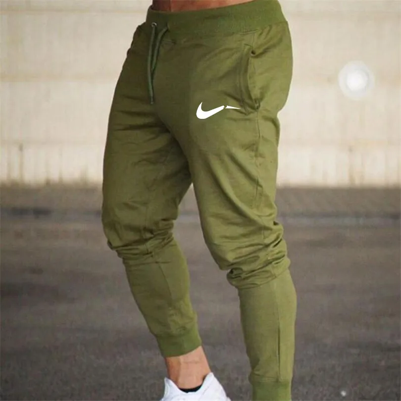Мужские высококачественные Брендовые мужские штаны, повседневные эластичные штаны для фитнеса, одежда для бодибилдинга, повседневные камуфляжные спортивные штаны, штаны для бега - Цвет: Green white