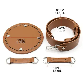 

4Pcs/Set Faux Leather Bucket Bag Bottom Wide Shoulder Strap for DIY Knit Handbag