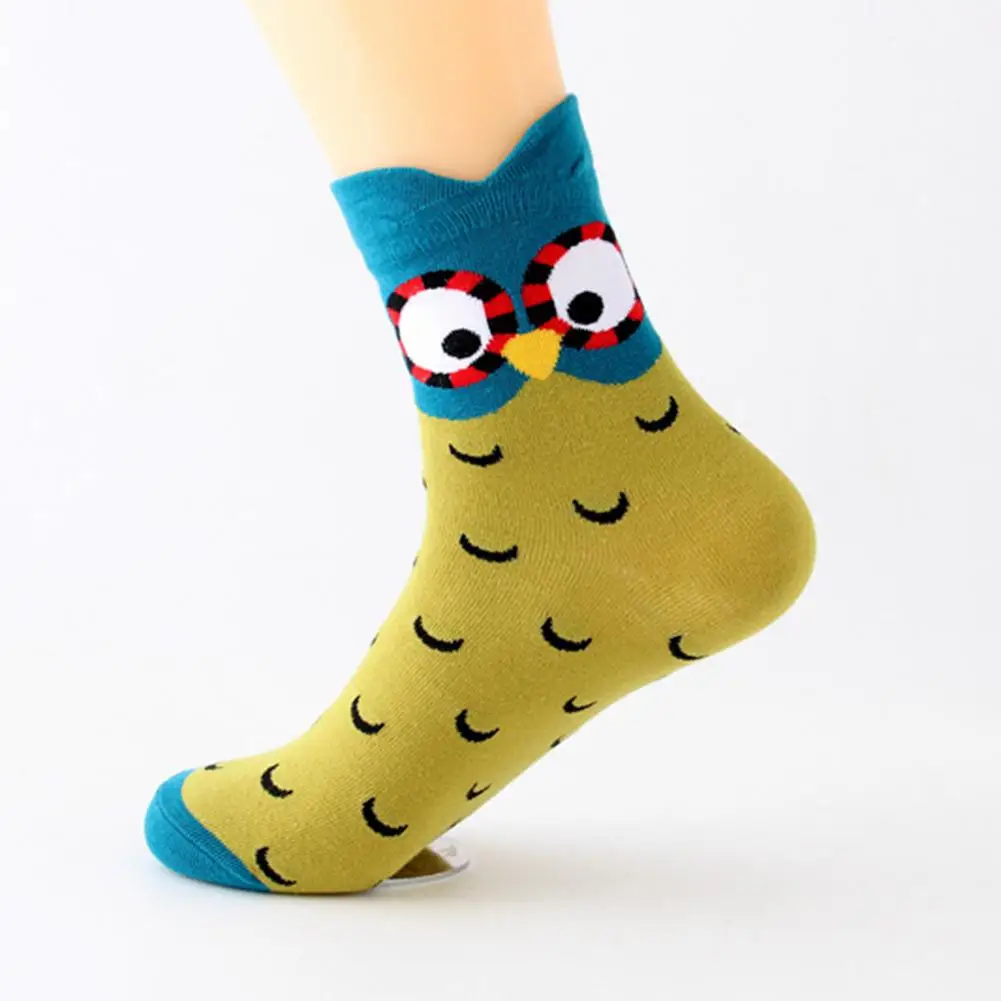 Kuulee 5 шт. стильная футболка с изображением персонажей видеоигр Сова Для женщин дышащего материала; сезон зима теплые носки; мягкие и удобные хлопковые носки ступни 22-25 см