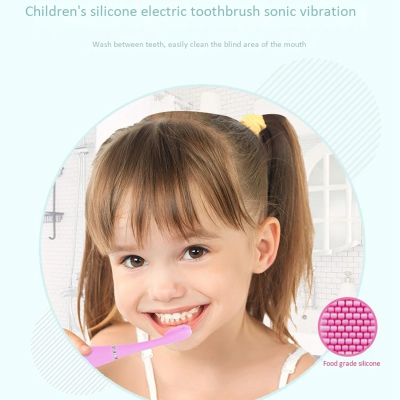 Children's Electric Toothbrush Rechargeable Silicon Electric Toothbrush Waterproof Acoustic Electric Toothbrush
