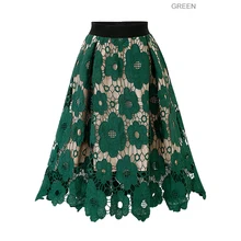 Plus Size Women skirt  2020 Spring  Summer Lady skirts Flower Lace A-line Skirt Chic High Quality New Large Skrits 3202