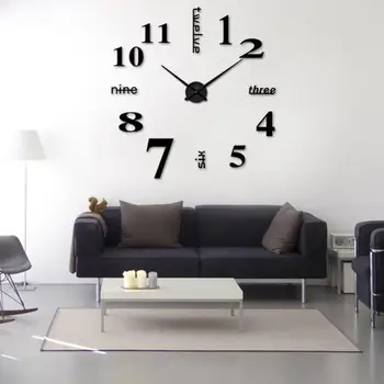 

Frameless Wall Clock Sticker Classic DIY Household Decoration Suitable for Living Room