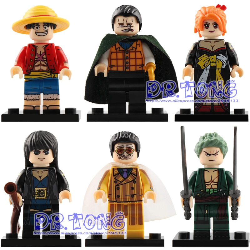 

50pcs XP036-041 One Piece Action Figures Luffy Nami Robin Roronoa Zoro Building Blocks Bricks Gift Toys for Children
