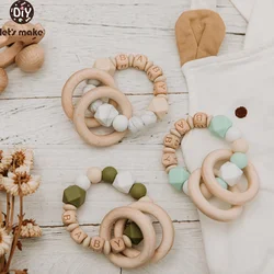 Let's Make Beech Bracelet 1pc Baby Teether Customizable Baby Name Personalized Bracelet Ins Style Cute Beech Wooden Pendant