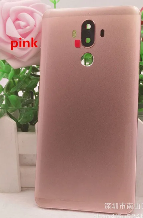 Fingerprint Senor Metal Rear Housing For Huawei Mate 9 Back Cover Housing Battery Door Case with Lens+Side Buttons - Цвет: pink