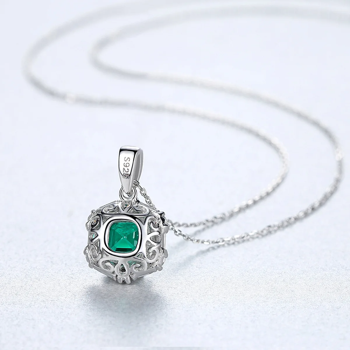 Серебро 925 пробы, кулон, ожерелье, светильник, роскошный цвет, сокровище, изумрудно-зеленый кулон, ожерелье, хорошее ювелирное изделие