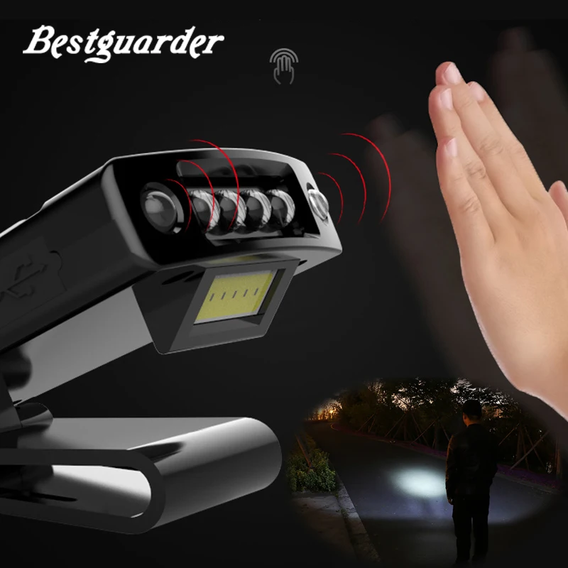 

Cap light Led induction COB headlights for night Hunting Fishing Headlamp USB Charging Head Lantern Clip On Head Torch Newest