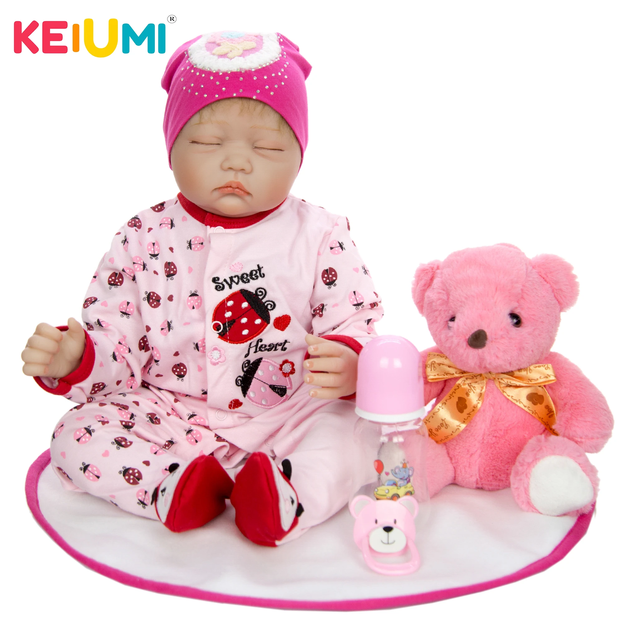 

Lovely 55 cm Reborn Dolls Babies Realistic Sleeping Doll Soft Vinyl Cloth Body Girl Princess Doll Toy For Children Birthday Gift