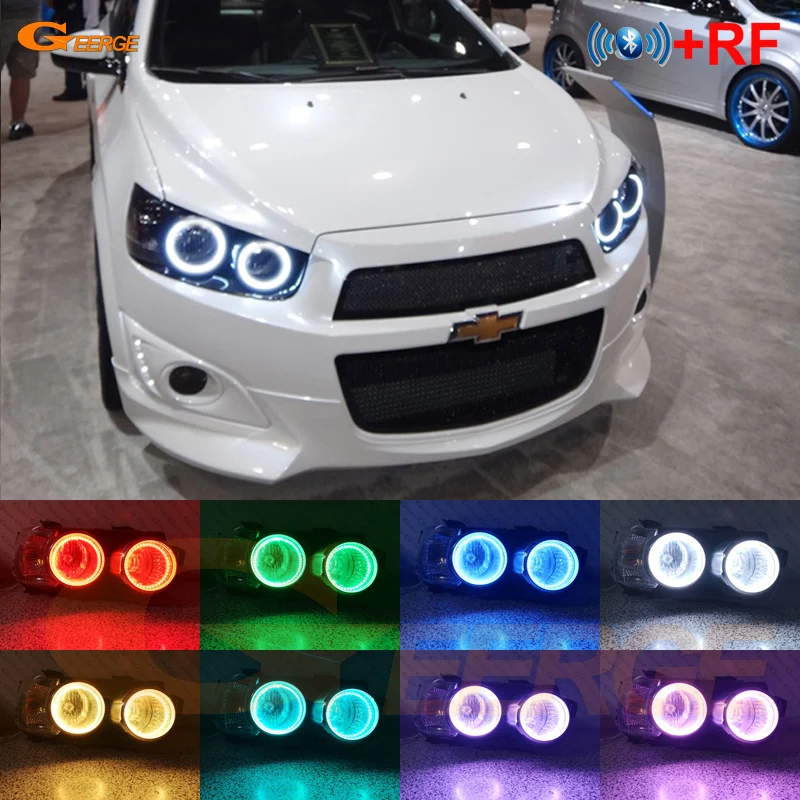 

For Chevrolet AVEO Sonic (T300) Holden Barina(TM) Excellent Angel Eyes kit Multi-Color Ultrabright RGB LED Angel Eyes Halo Rings