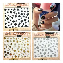 Роспись ногтей клейкая бумага Мерцающий порошок пятиконечная звезда золотой и серебряный, с гравировкой пятиконечная звезда наклейки для ногтей маникюр