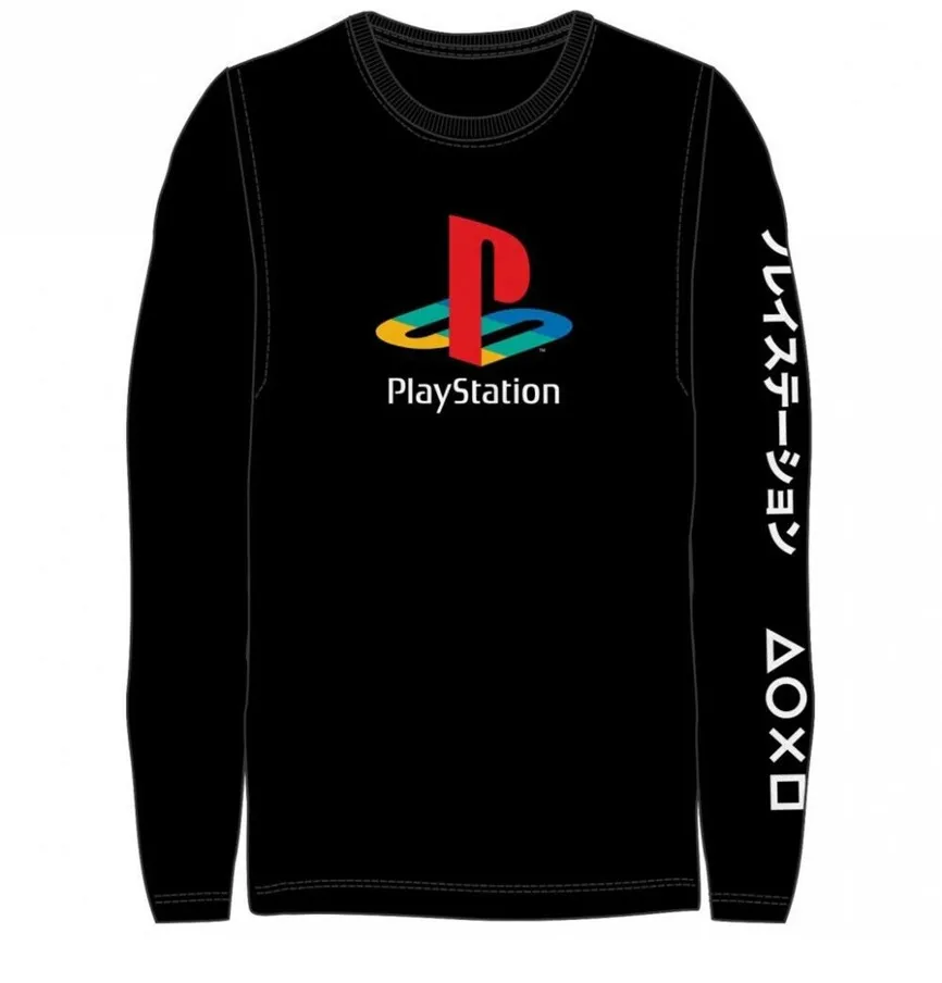 Логотип Playstation японская Официальная Лицензированная футболка с длинными