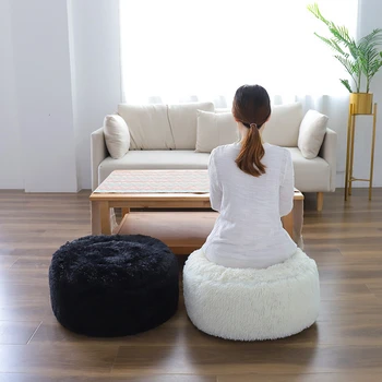 

Creative Round 55x25cm Short Plush Sofa Stool Home Decor Living Room Futon Mat Portable Inflatable Round Footstool