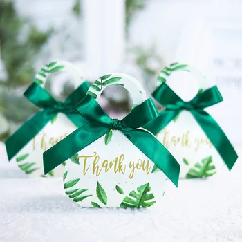 

Green forest style gift thank you candy box event party wedding favors return Baby shower birthday gift box birthday Easter box