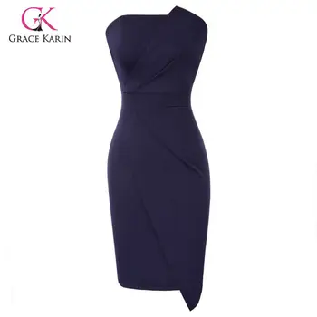 

Grace Karin Off Shoulder V Neck Bodycon Dress Women Summer Solid Sleeveless Office Dress Ladies Elegant Pencil Midi Dresses