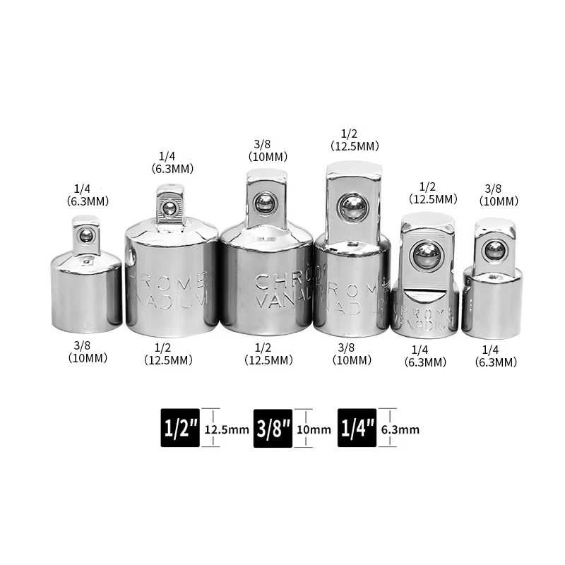 Adaptateur carré pour clé à cliquet (3/8 à 1/4 et 1/2 à 3/8) -  Toolatelier