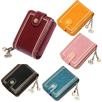 

Ladies Leather Wallet Female Buckle Card Holder Female Coin Purse Small Ladies Coin Purse