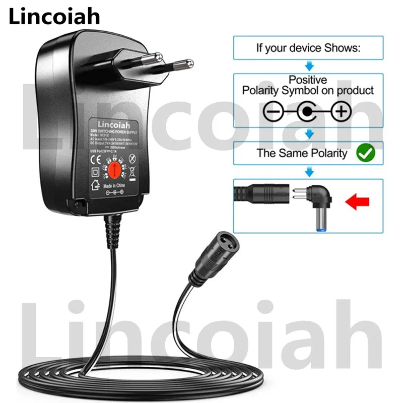 Universal Adapter AC 100-240V DC 3V 4.5V 5V 6V 7.5V 9V 12V 30W Multi-function Adjustable Power Supply for LED Light Strip Camera 2