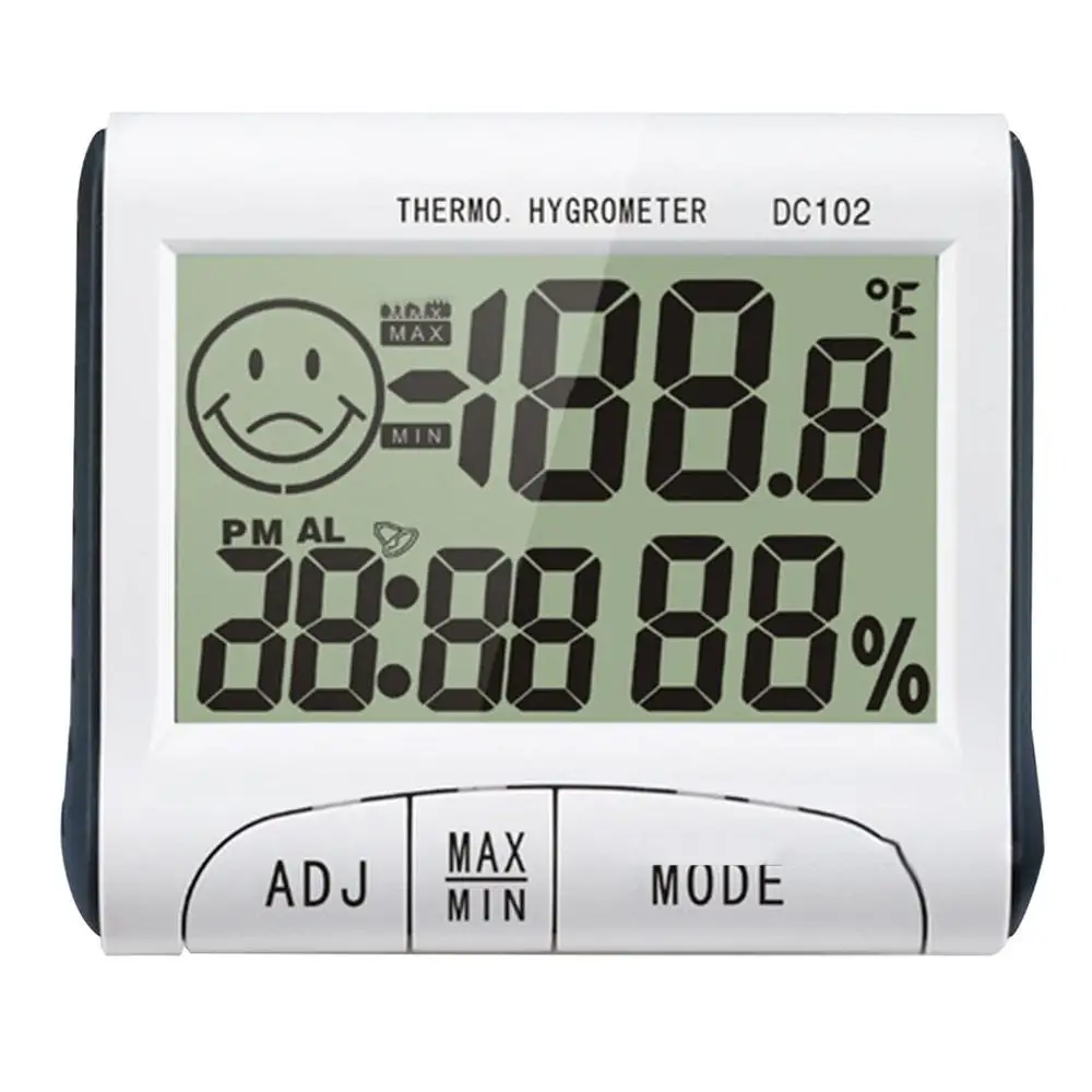 Мини ЖК-цифровой Комнатный термометр гигрометр Измеритель температуры и влажности Часы настольная Метеостанция DC102 с магнитной подставкой