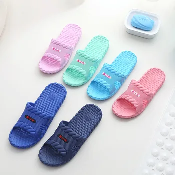

Slippers Home Summer Couple's Sandals Home Linen Flower Color Bathroom Non-Slip Indoor Slipper Men's New Slippers Women's