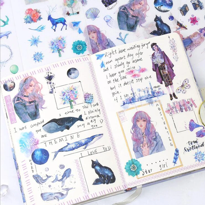 Cute Diary Album Stickers Irregular Shaped DIY Stickers Starry Sky Kids Gift Cute Diary Album Stickers Irregular Shaped DIY Stickers Starry Sky Kids Gift