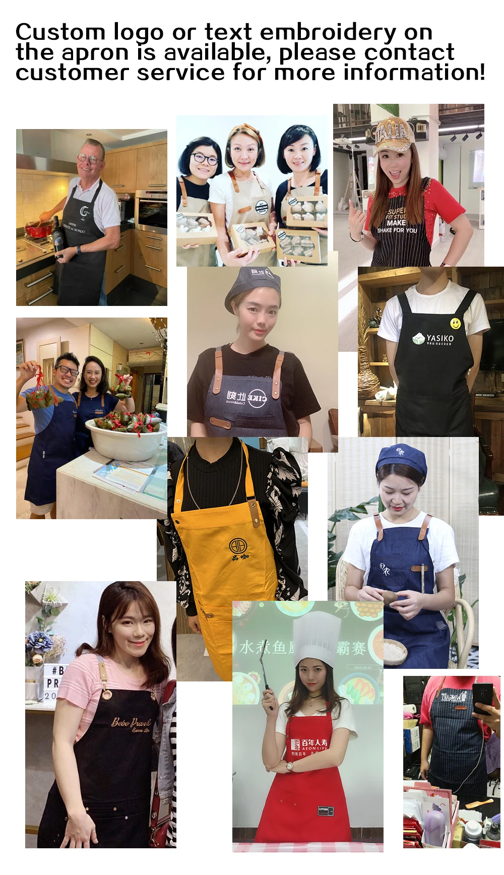 New Fashion Canvas Kitchen Aprons For Woman Men Chef Work Apron For Grill Restaurant Bar Shop Cafes Beauty Nails Studios Uniform