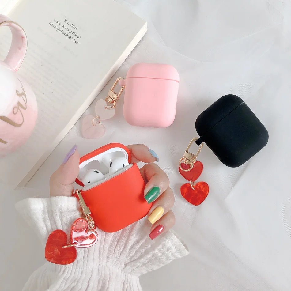 Чехол для AirPods милый чехол с подвеской в виде сердца Apple 1 2 Модный мягкий защитный
