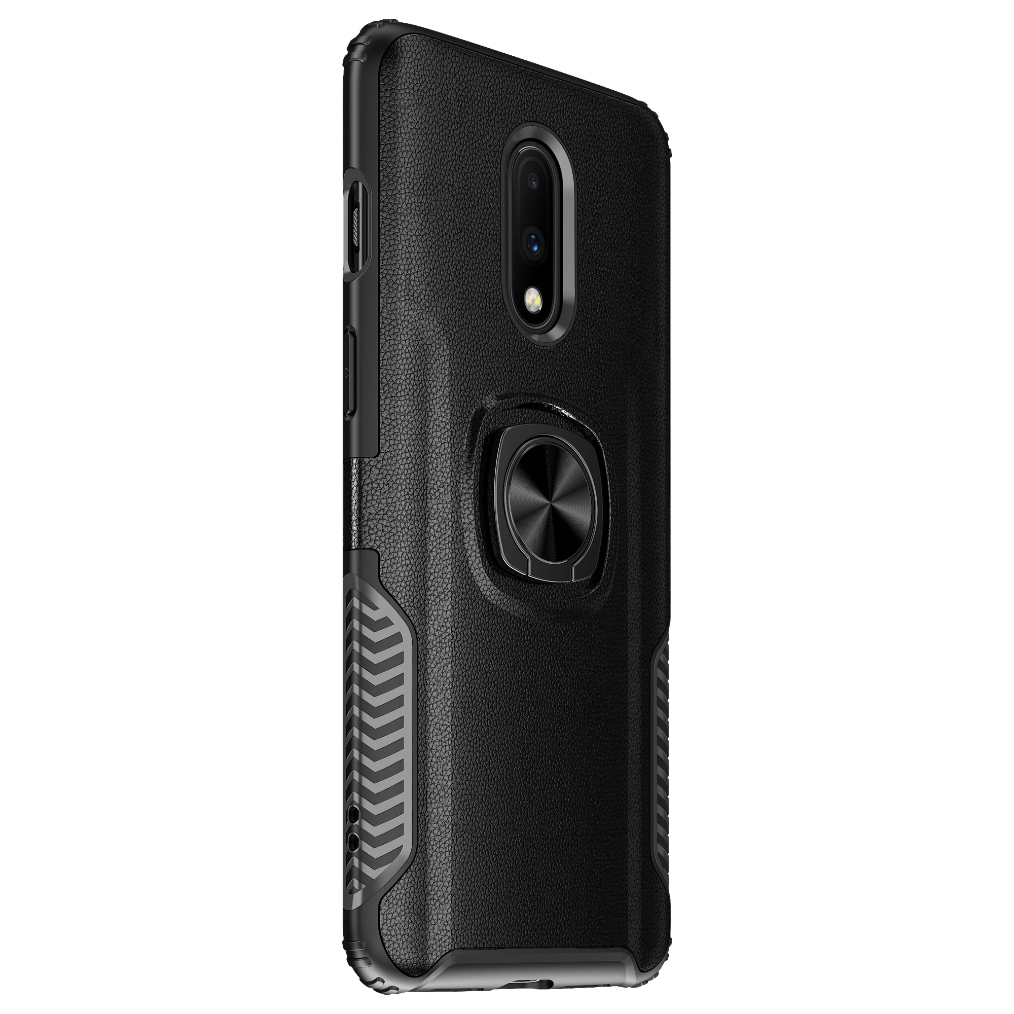 Кожаный чехол с узором для телефона Oneplus 7t Pro задняя крышка кольцом на палец