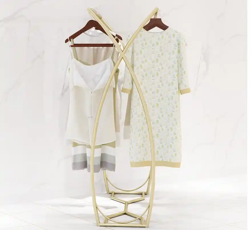 Gold women's clothing store wall shelf clothing store display shelf