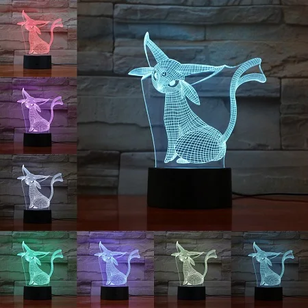 D Eevee 3D разноцветная лампа Покемон прекрасный Ночной свет дома Новинка Декор фантастический день рождения праздник новогодние подарки для детей - Испускаемый цвет: D
