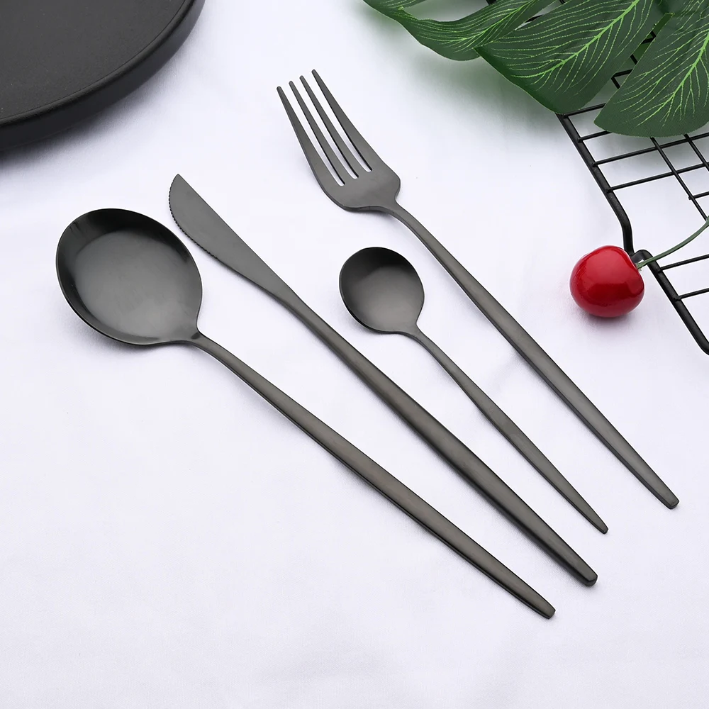 24Pcs Gold Matte Dinnerware Cutlery Set Stainless Steel Flatware Set Dinner Kniffe Fork Spoon Silverware Kitchen Tableware