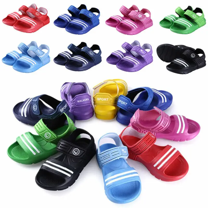 1 Pair Kids Shoes Casual Children Kids Shoes Baby Boy Closed Toe Summer Beach Sandals Flat Breathable Beach Slip On