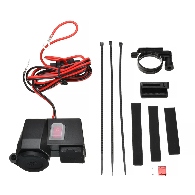 

12V Motorcycle Waterproof Cigarette Lighter 5V Dual USB Charger Socket Power Outlet Cigarette Lighter Phone Charger