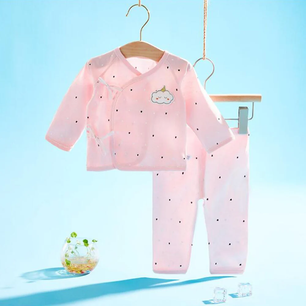 Newborn Baby Boy Clothes Set Cotton Cartoon Belt Long Sleeve Tops Pants Unisex Summer Two Piece 0-6 Months Hospital Girl Outfits Baby Clothing Set near me