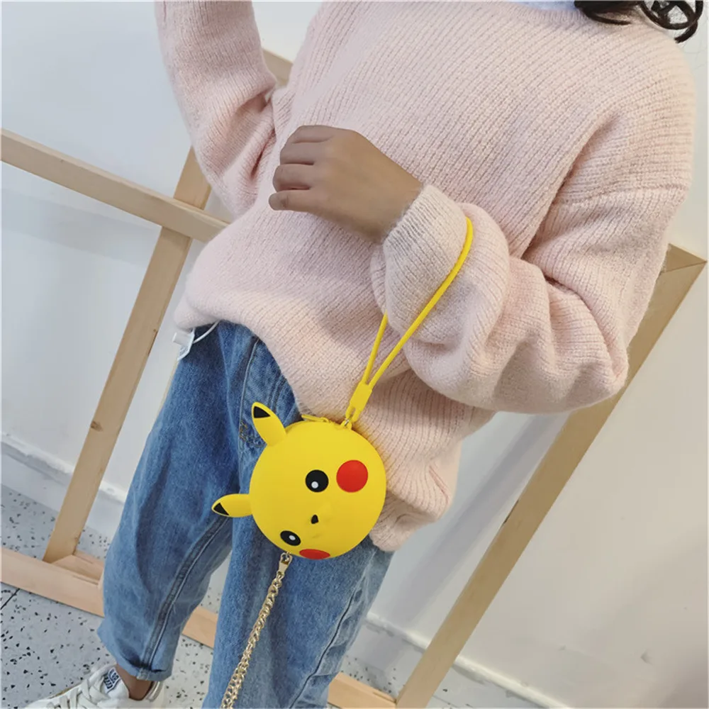 Q UNCLE Cartoon Wallet Silicone Round Collection Bag Korean Version of Children's Bag Kawaii Mini Pouch Chain Zipper Coin Purse