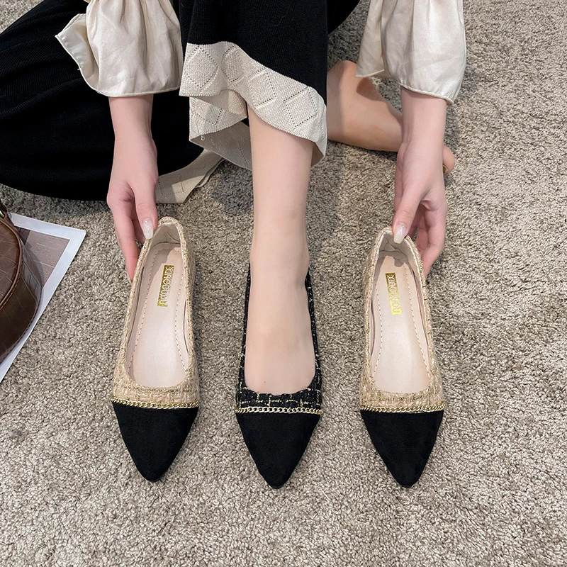 

COOTELILI 2022 New Fashion Flats Shoes Women 2.5cm Heel Non-slip Flats Slip On Pointed Toe Casual Comfortbal Size 35-40