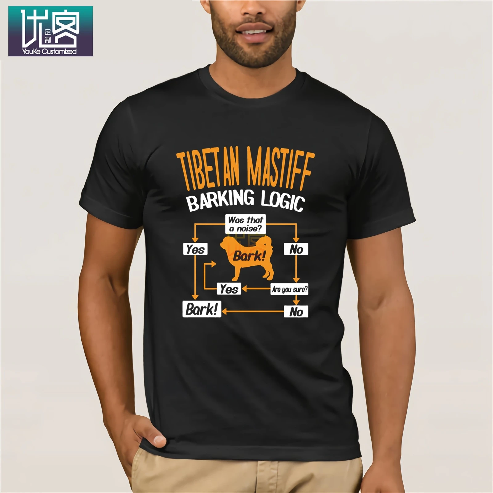 

Tibetan Mastiff Barking Logic 2019 Summer Men's Short Sleeve T-Shirt O Neck Cotton Tees Tops Funny Tees Cotton Tops T Shirt