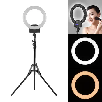 

12 Inch Portable LED Video Ring Light Studio Photography Lamp LCD Display Bi-Color Temperature Adjustable Brightness