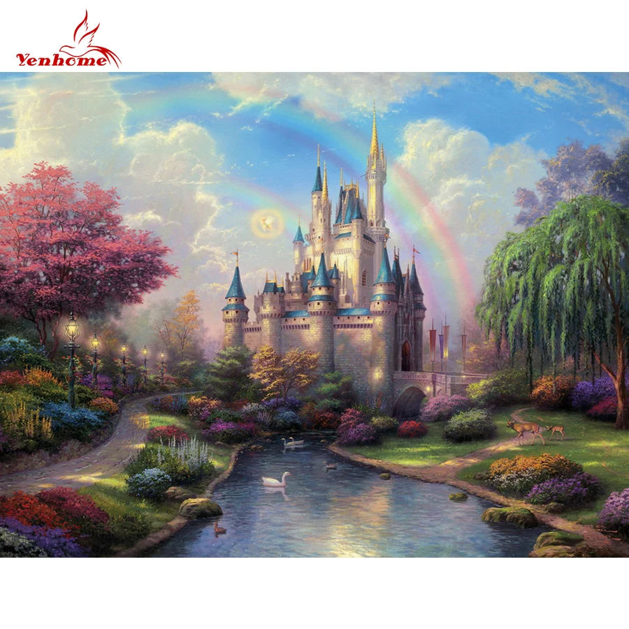 

16x20 Inches DIY Oil Paintings by Numbers Canvas Painting Fantasy Castle Picture Wall Art Oil Drawing Mural Home Decor Kids Gift