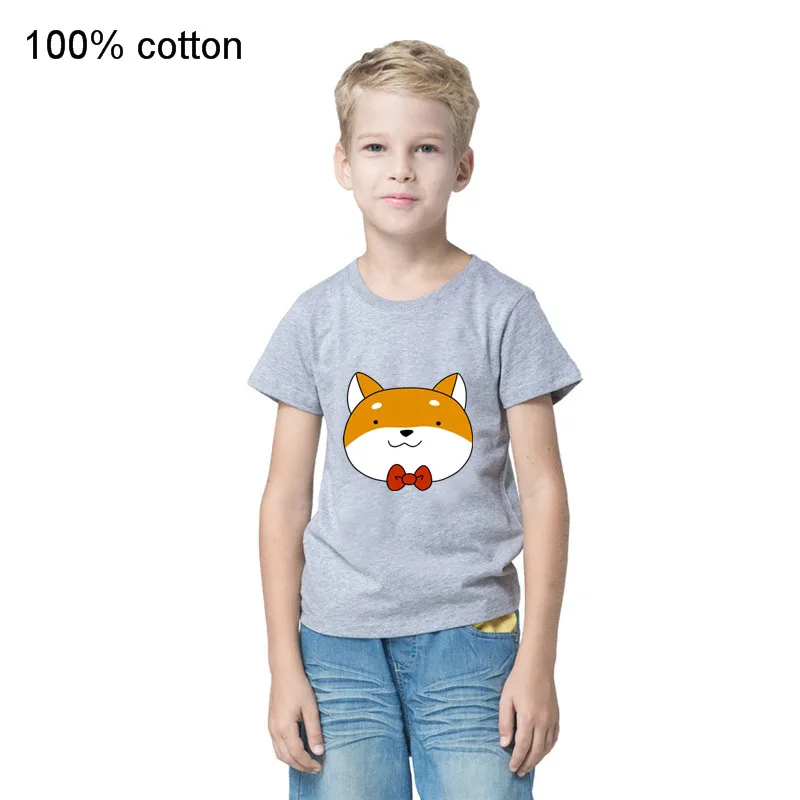 2019 Симпатичные футболки в стиле хип-хоп с изображением Сиба-лица Детские Топы